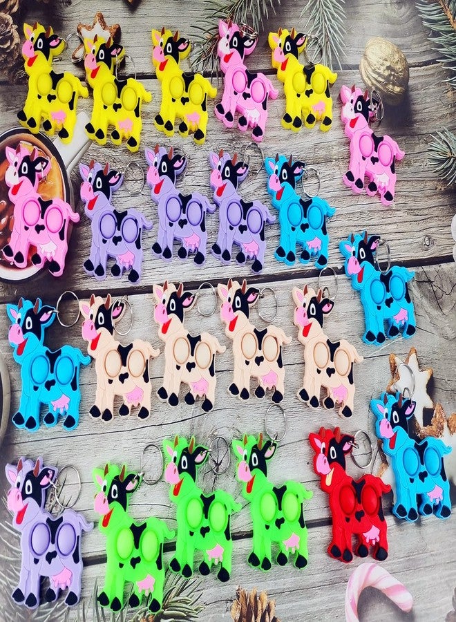 HOZKEAP 24 Packs Bulk Fidget Bubble Mini Pop Cow Animals Keychain, Holiday Party Favors Supplies Classroom summer Student gifts - Image 2